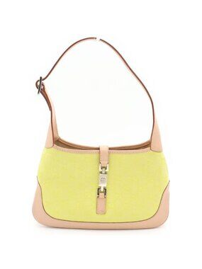 Gucci Shoulder Bag Jackie Yellow GG Canvas Leather
